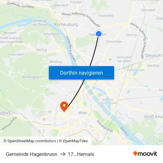 Gemeinde Hagenbrunn to 17., Hernals map
