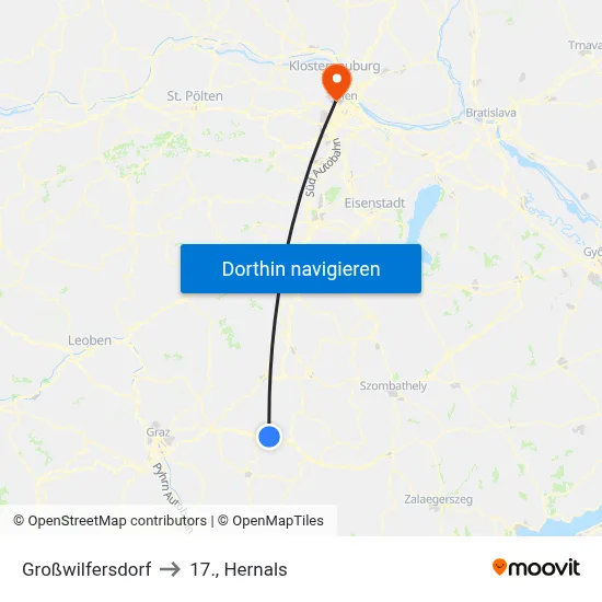 Großwilfersdorf to 17., Hernals map