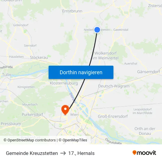 Gemeinde Kreuzstetten to 17., Hernals map