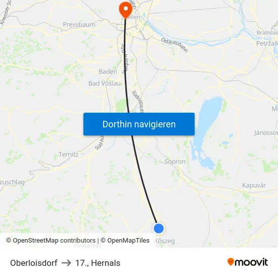 Oberloisdorf to 17., Hernals map