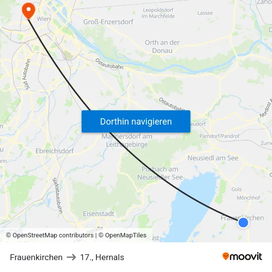 Frauenkirchen to 17., Hernals map
