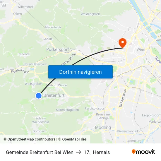 Gemeinde Breitenfurt Bei Wien to 17., Hernals map