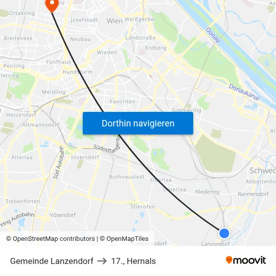 Gemeinde Lanzendorf to 17., Hernals map