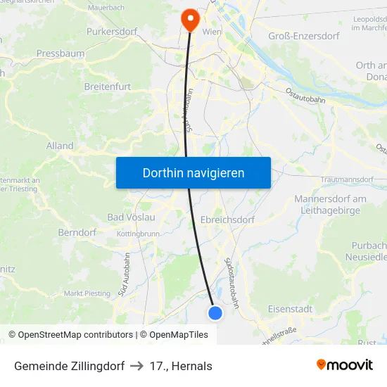 Gemeinde Zillingdorf to 17., Hernals map