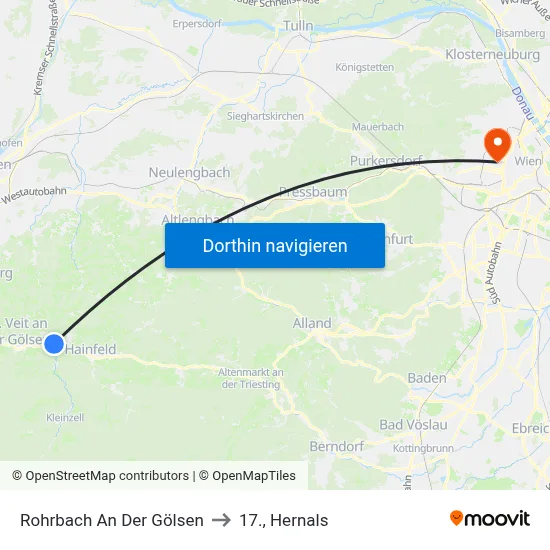 Rohrbach An Der Gölsen to 17., Hernals map