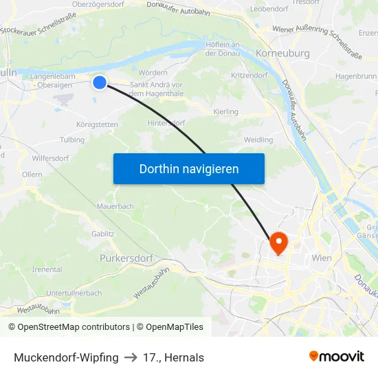 Muckendorf-Wipfing to 17., Hernals map