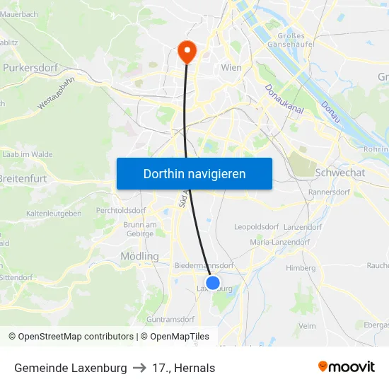 Gemeinde Laxenburg to 17., Hernals map