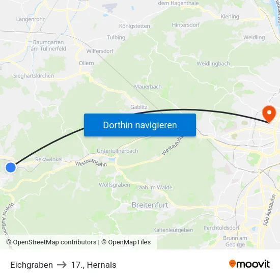 Eichgraben to 17., Hernals map