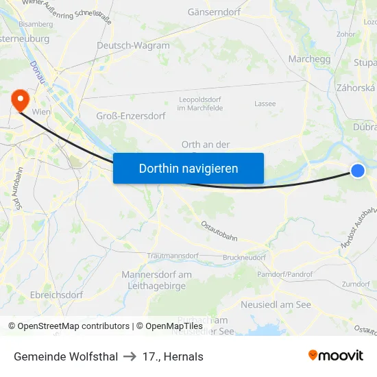 Gemeinde Wolfsthal to 17., Hernals map