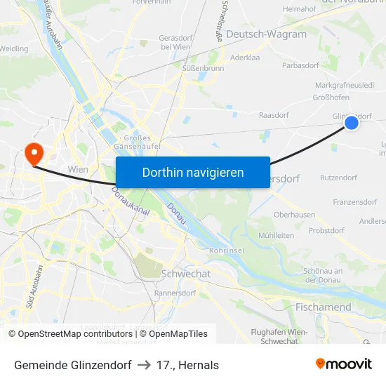 Gemeinde Glinzendorf to 17., Hernals map