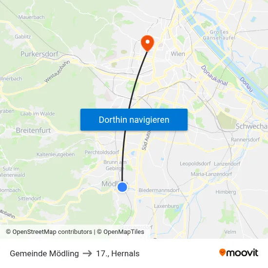 Gemeinde Mödling to 17., Hernals map