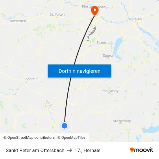 Sankt Peter am Ottersbach to 17., Hernals map