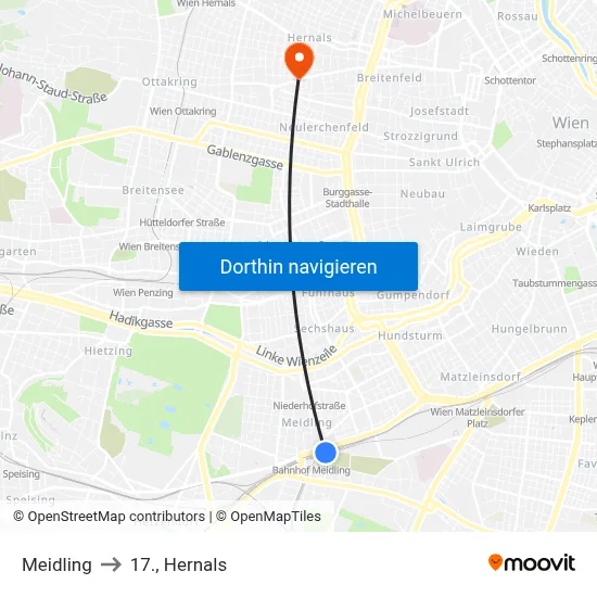 Meidling to 17., Hernals map
