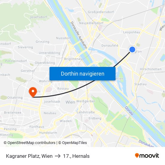 Kagraner Platz, Wien to 17., Hernals map