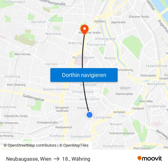Neubaugasse, Wien to 18., Währing map