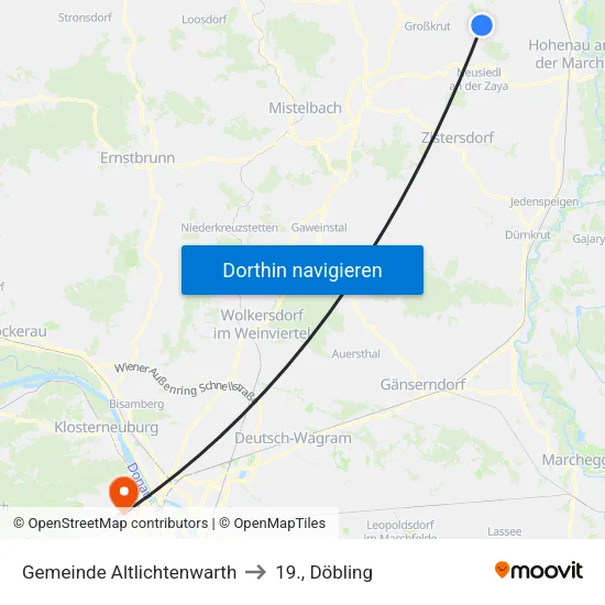 Gemeinde Altlichtenwarth to 19., Döbling map