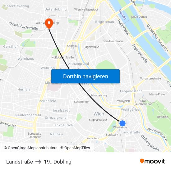 Landstraße to 19., Döbling map