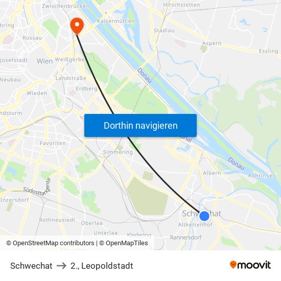 Schwechat to Schwechat map