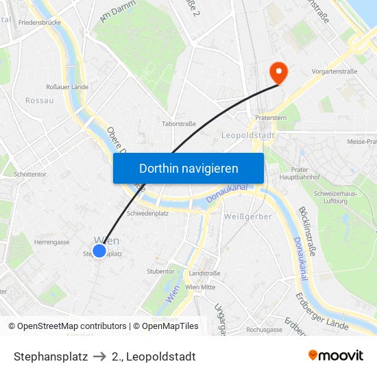 Stephansplatz to 2., Leopoldstadt map
