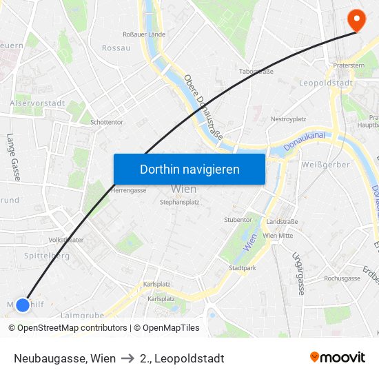 Neubaugasse, Wien to 2., Leopoldstadt map