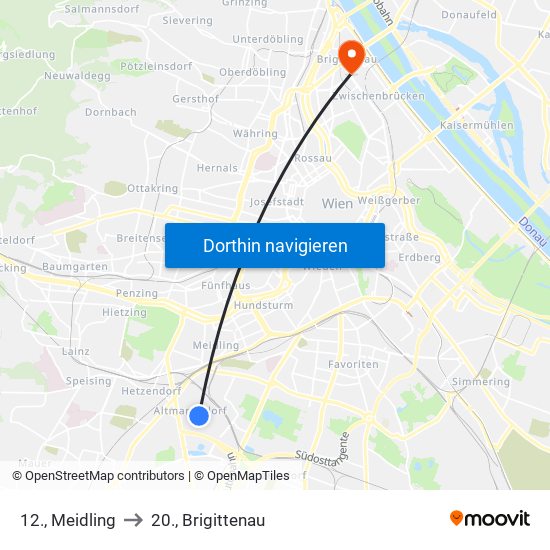 12., Meidling to 20., Brigittenau map