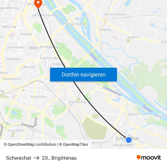 Schwechat to Schwechat map