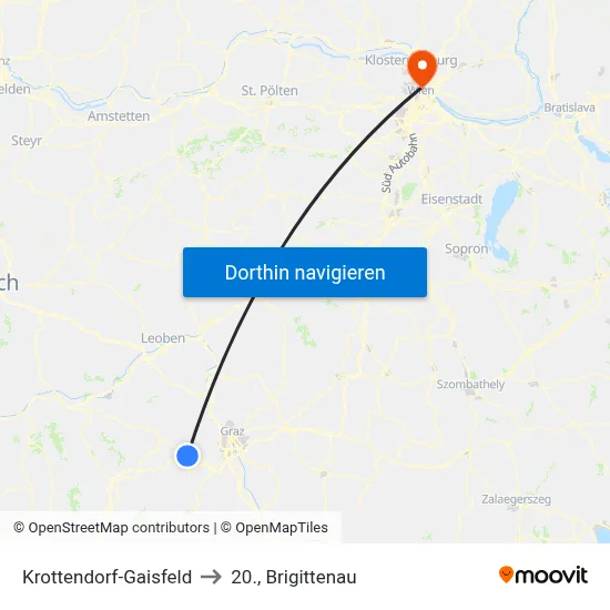 Krottendorf-Gaisfeld to 20., Brigittenau map