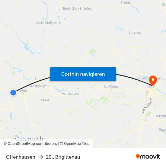 Offenhausen to 20., Brigittenau map