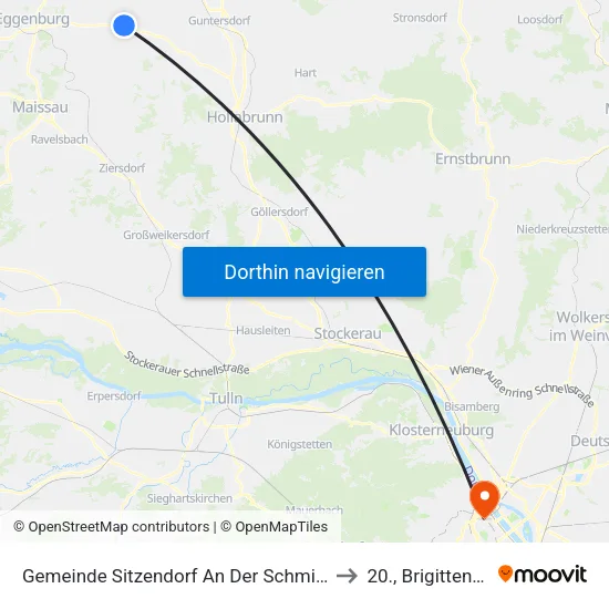Gemeinde Sitzendorf An Der Schmida to 20., Brigittenau map