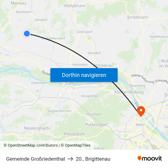 Gemeinde Großriedenthal to 20., Brigittenau map