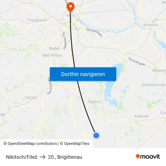 Nikitsch/Filež to 20., Brigittenau map