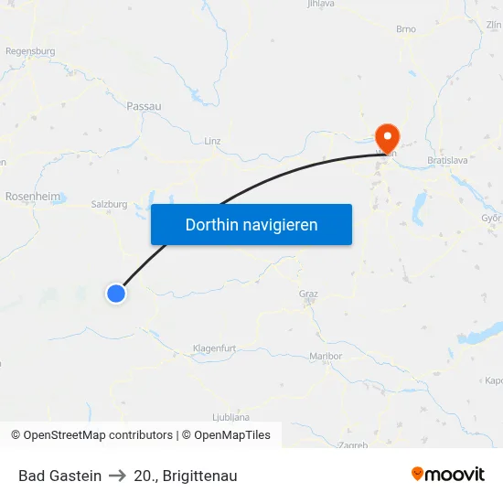 Bad Gastein to 20., Brigittenau map