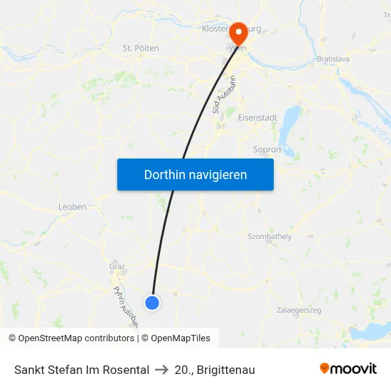 Sankt Stefan Im Rosental to 20., Brigittenau map