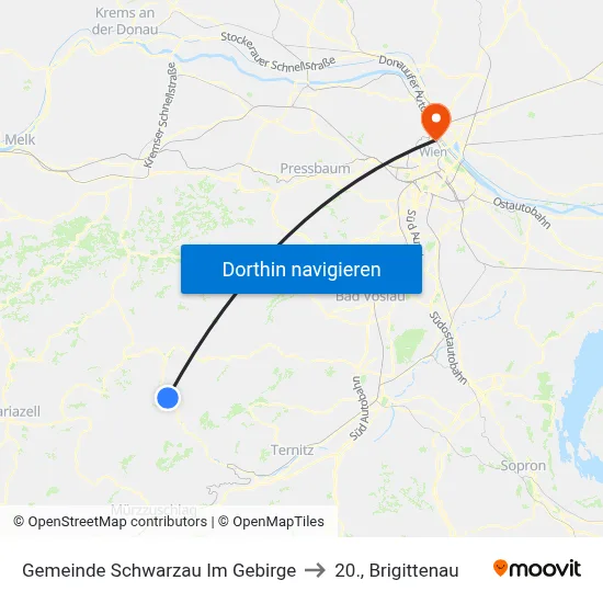 Gemeinde Schwarzau Im Gebirge to 20., Brigittenau map