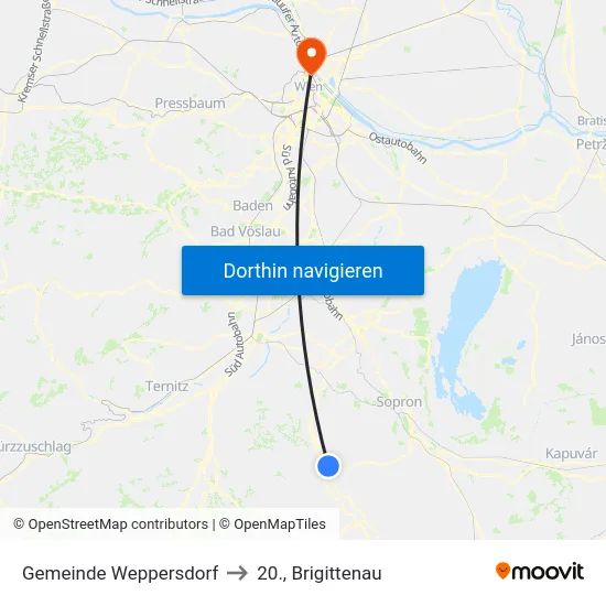 Gemeinde Weppersdorf to 20., Brigittenau map
