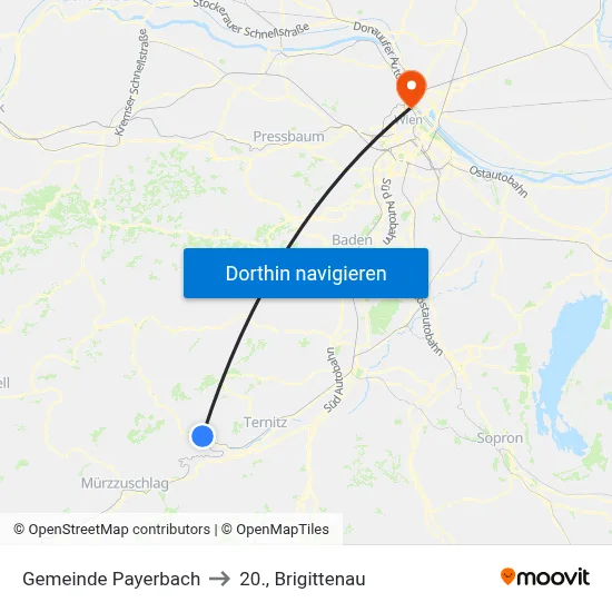 Gemeinde Payerbach to 20., Brigittenau map