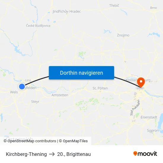 Kirchberg-Thening to 20., Brigittenau map