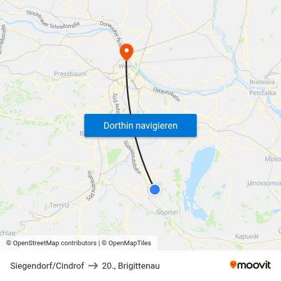 Siegendorf/Cindrof to 20., Brigittenau map
