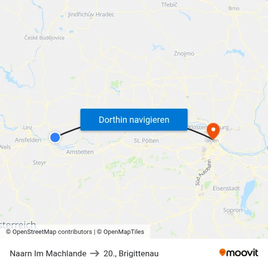 Naarn Im Machlande to 20., Brigittenau map