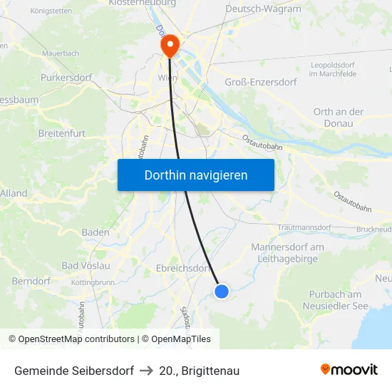 Gemeinde Seibersdorf to 20., Brigittenau map