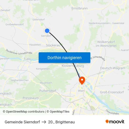 Gemeinde Sierndorf to 20., Brigittenau map