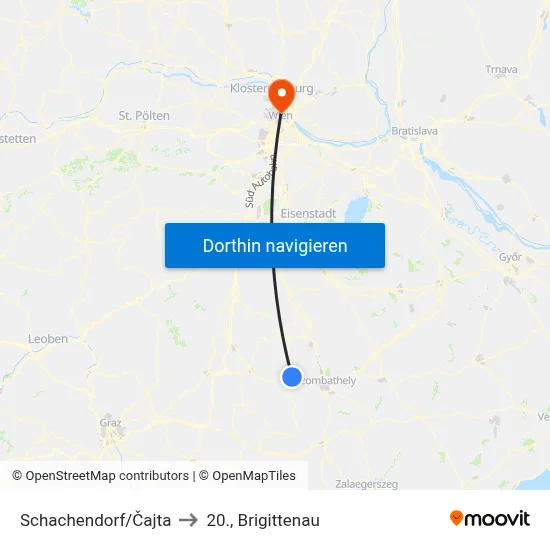Schachendorf/Čajta to 20., Brigittenau map
