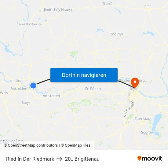 Ried In Der Riedmark to 20., Brigittenau map