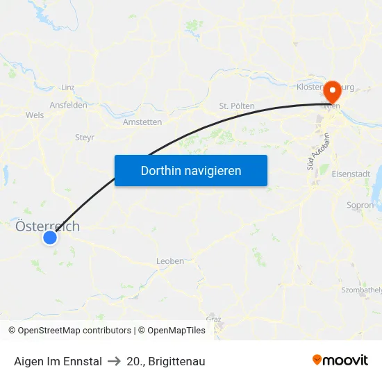 Aigen Im Ennstal to 20., Brigittenau map