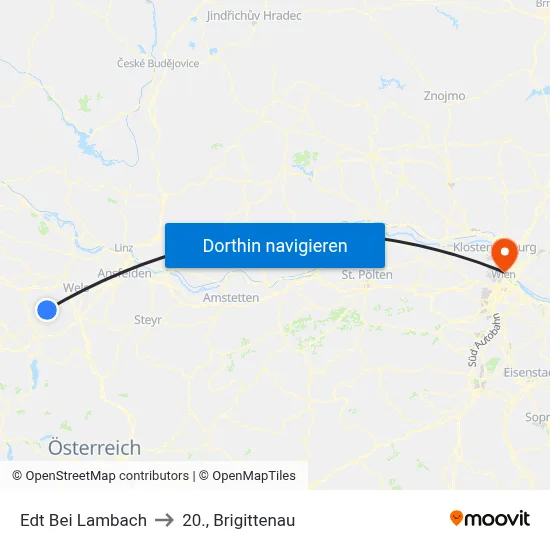 Edt Bei Lambach to 20., Brigittenau map