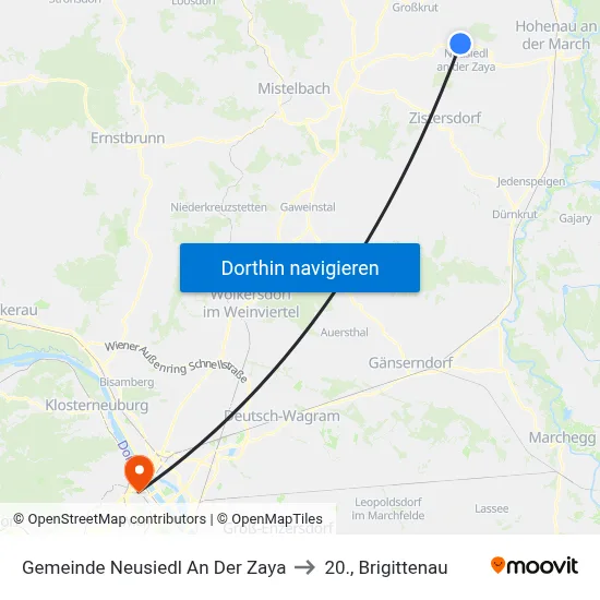 Gemeinde Neusiedl An Der Zaya to 20., Brigittenau map