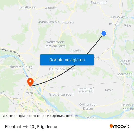 Ebenthal to 20., Brigittenau map