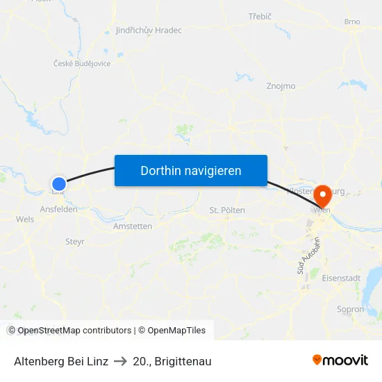Altenberg Bei Linz to 20., Brigittenau map