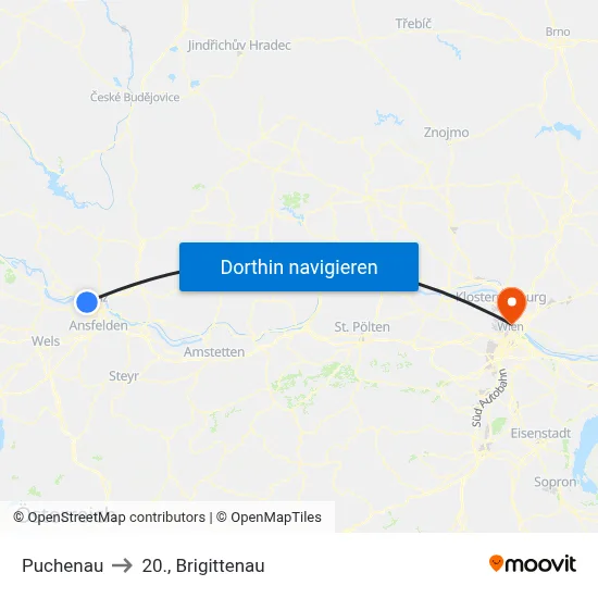 Puchenau to 20., Brigittenau map