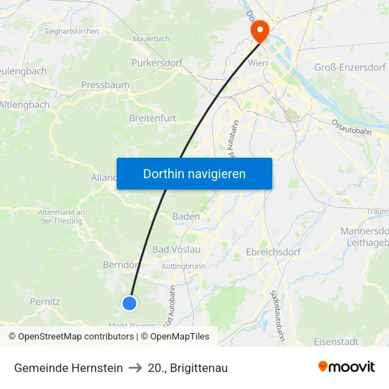 Gemeinde Hernstein to 20., Brigittenau map